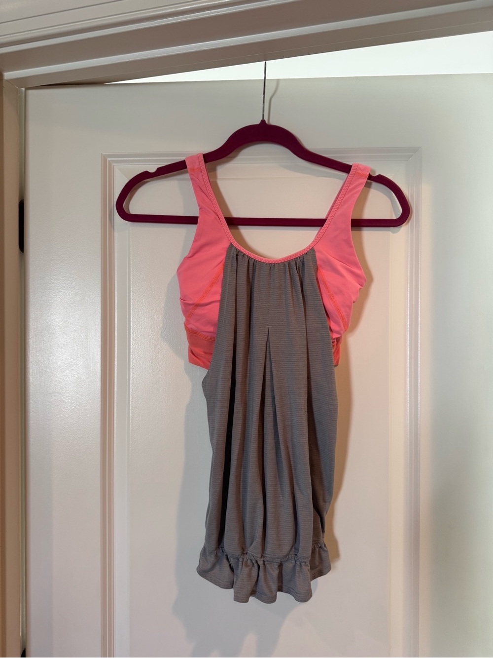 lululemon athletica Pink and Gray Colorblocked Tank Top